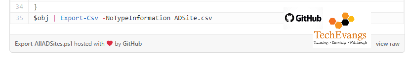 Export AD sites details in CSV